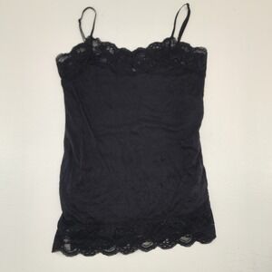 Black Lace Trim Cami Tank Top Y2K Coquette Aesthetic Womens Medium